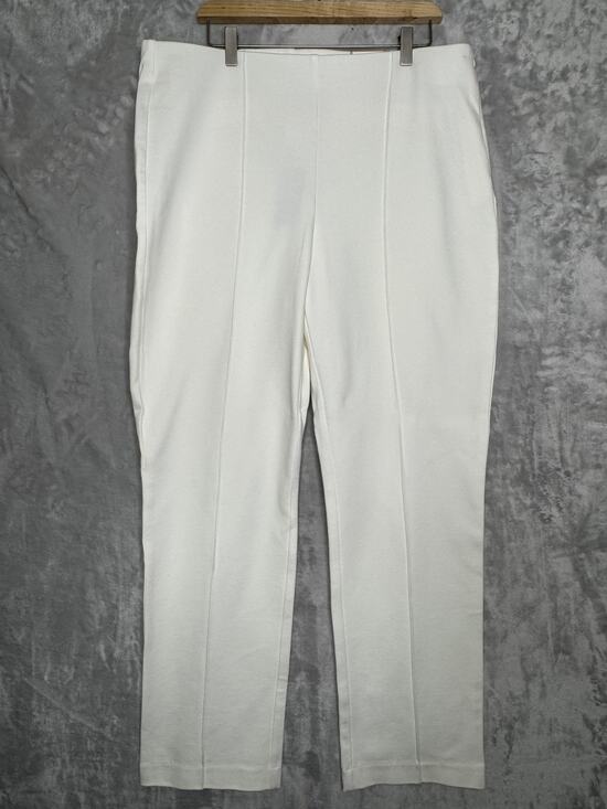 Chico's Pants - Chicos Pants Women XL White Knit Lindy Side Zip Straight Leg Slim Stretch Ponte